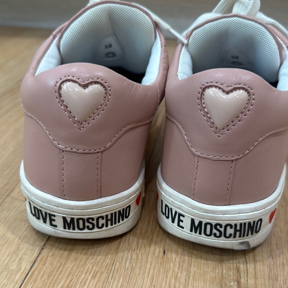 Pink Leather Sneakers with White Laces - Picture 3 of 4